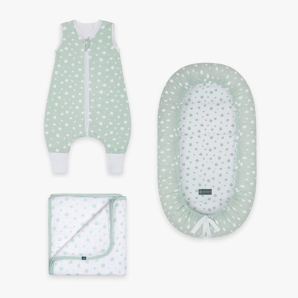 Kuschel Bundle | Schlafsack mit Füßen 1.0 TOG | Punkte Mint