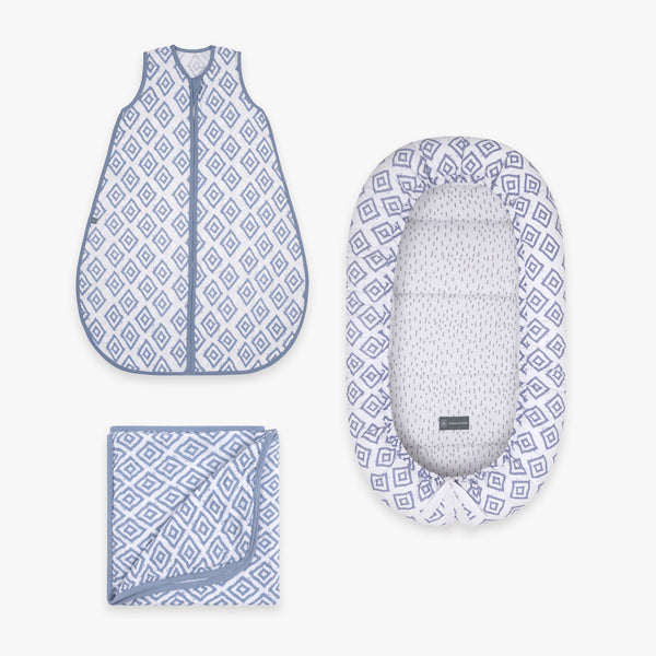 Kuschel Bundle | Schlafsack 0.5 TOG | Rauten Blau