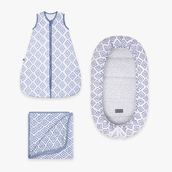 Kuschel Bundle | Schlafsack 2.5 TOG | Rauten Blau
