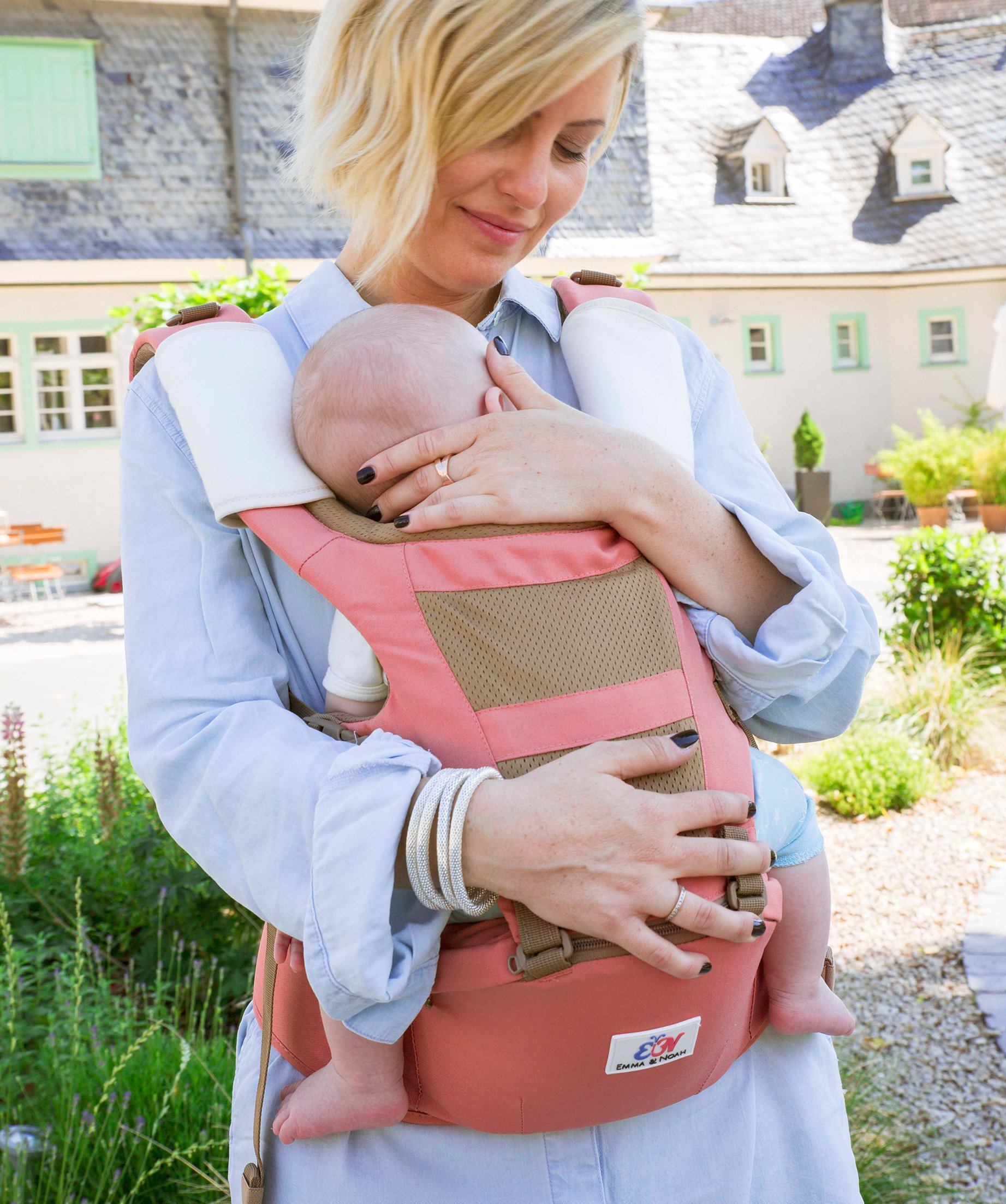 Babytrage Grau, Tragekomfort bis 15 kg, Gewicht wird gleichmäßig verteilt, Baby kann in drei beliebten Positionen getragen werden: vor dem Bauch, auf der Hüfte und auf dem Rücken. 