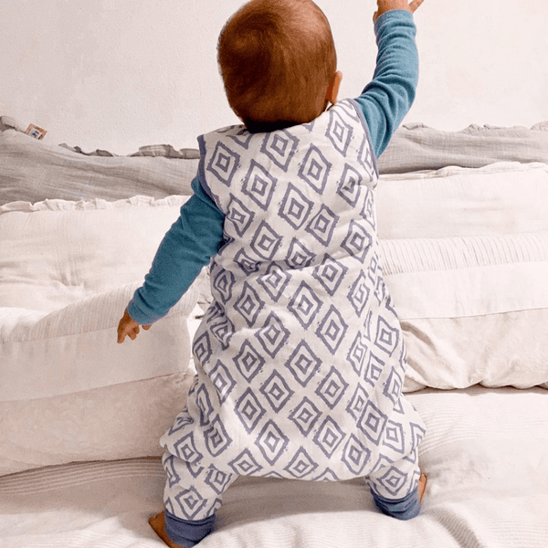 Willkommens Bundle | Schlafsack mit Füßen 2.5 TOG | Rauten Blau